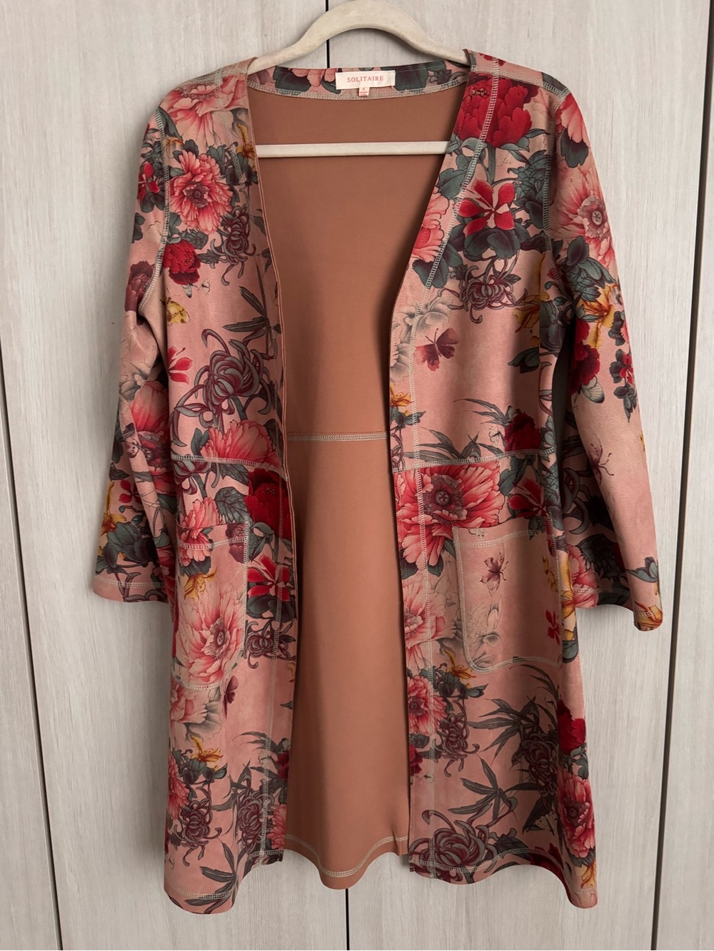 Solitaire Rose-Pink Floral Open Blazer Coat Sz S
